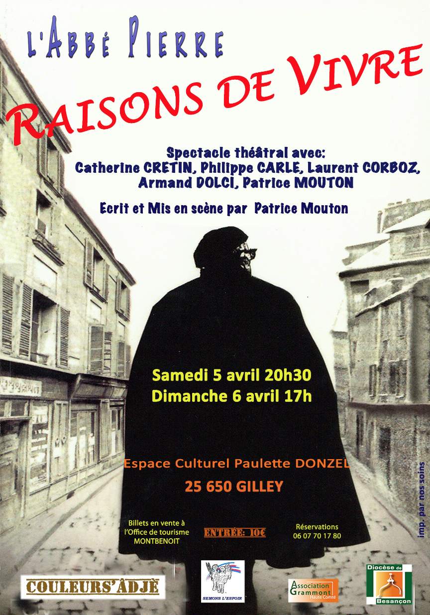 COULEURS’ADJE vous invite à découvrir le parcours de l’Abbé Pierre les 5 et 6 avril 2014 à Gilley