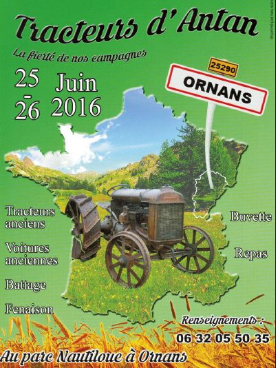Tracteurs d’antan, la fierté de nos campagnes, les 25 et 26 juin 2016 à Ornans