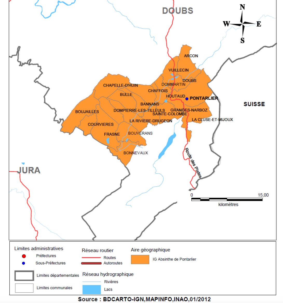 L’Absinthe de Pontarlier reconnue en Indication Géographique.