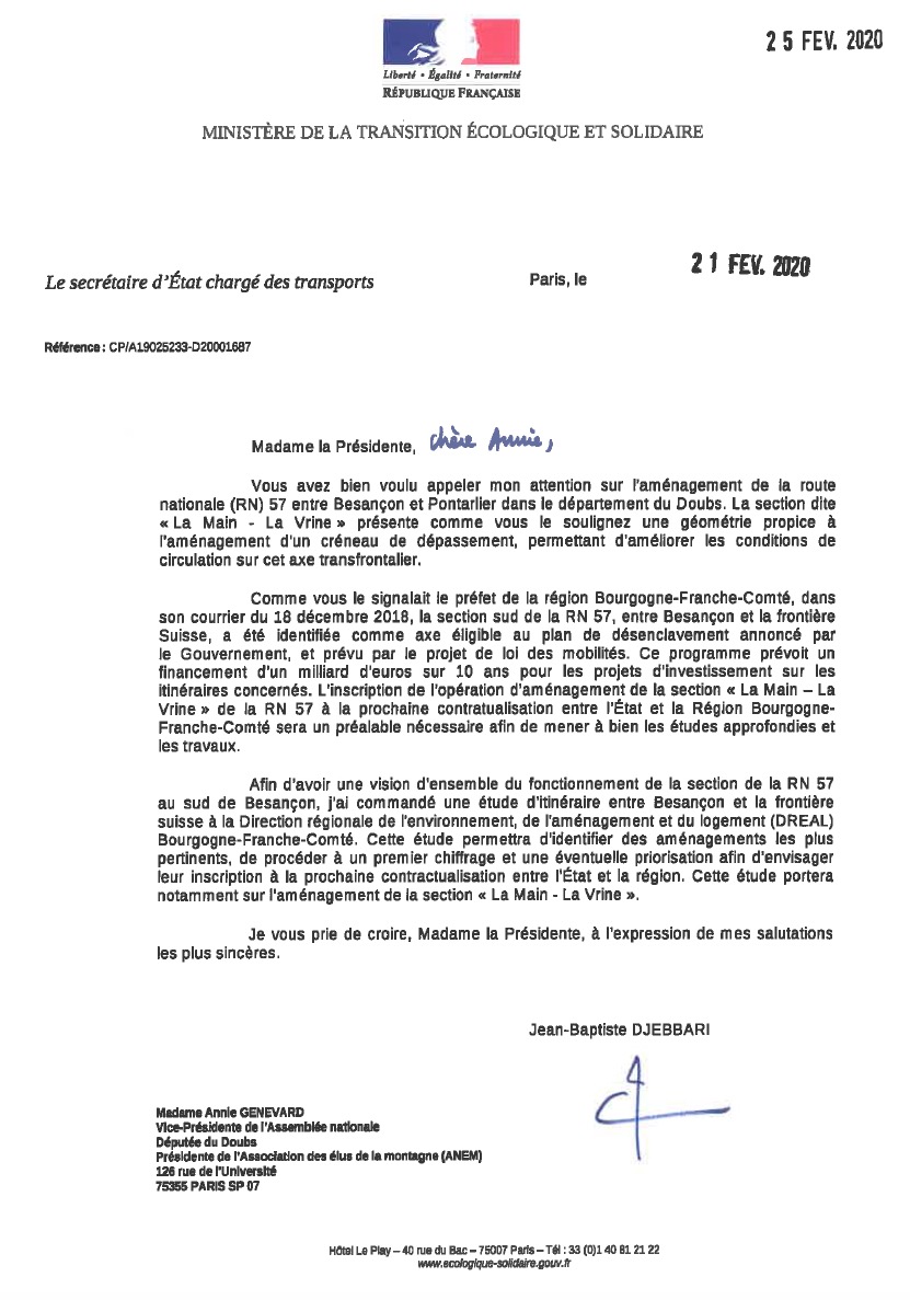 Aménagements routiers dans le Haut-Doubs : une étude commandée pour la RN 57.