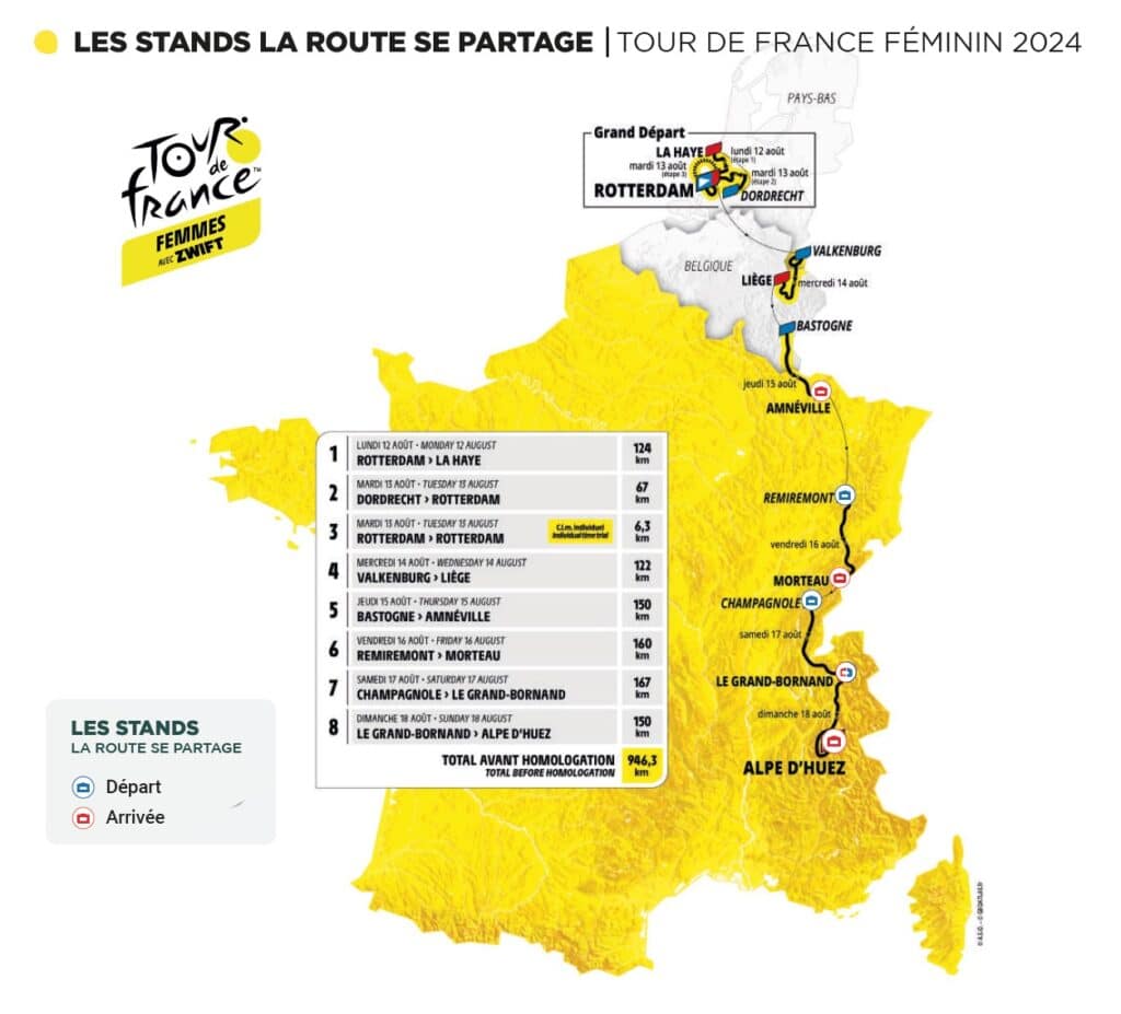 Un stand de sécurité routière à l’arrivée de l’étape du Tour de France féminin à Morteau.