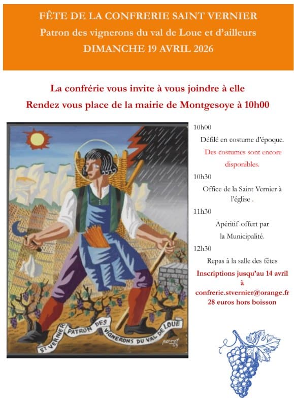 Fête de la confrérie Saint Vernier, ce dimanche 19 avril à Montgesoye