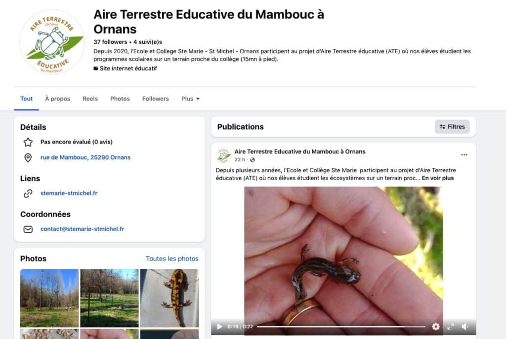 L’Aire terrestre éducative (ATE) du Mambouc à Ornans ouvre sa page Facebook