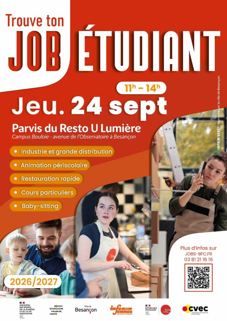 Trouver un job étudiant, le jeudi 26 septembre à Besançon 