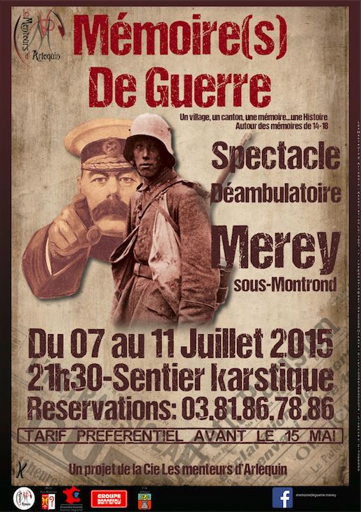 Spectacle déambulatoire à Merey-sous-Montrond du 7 au 11 juillet 2015.
