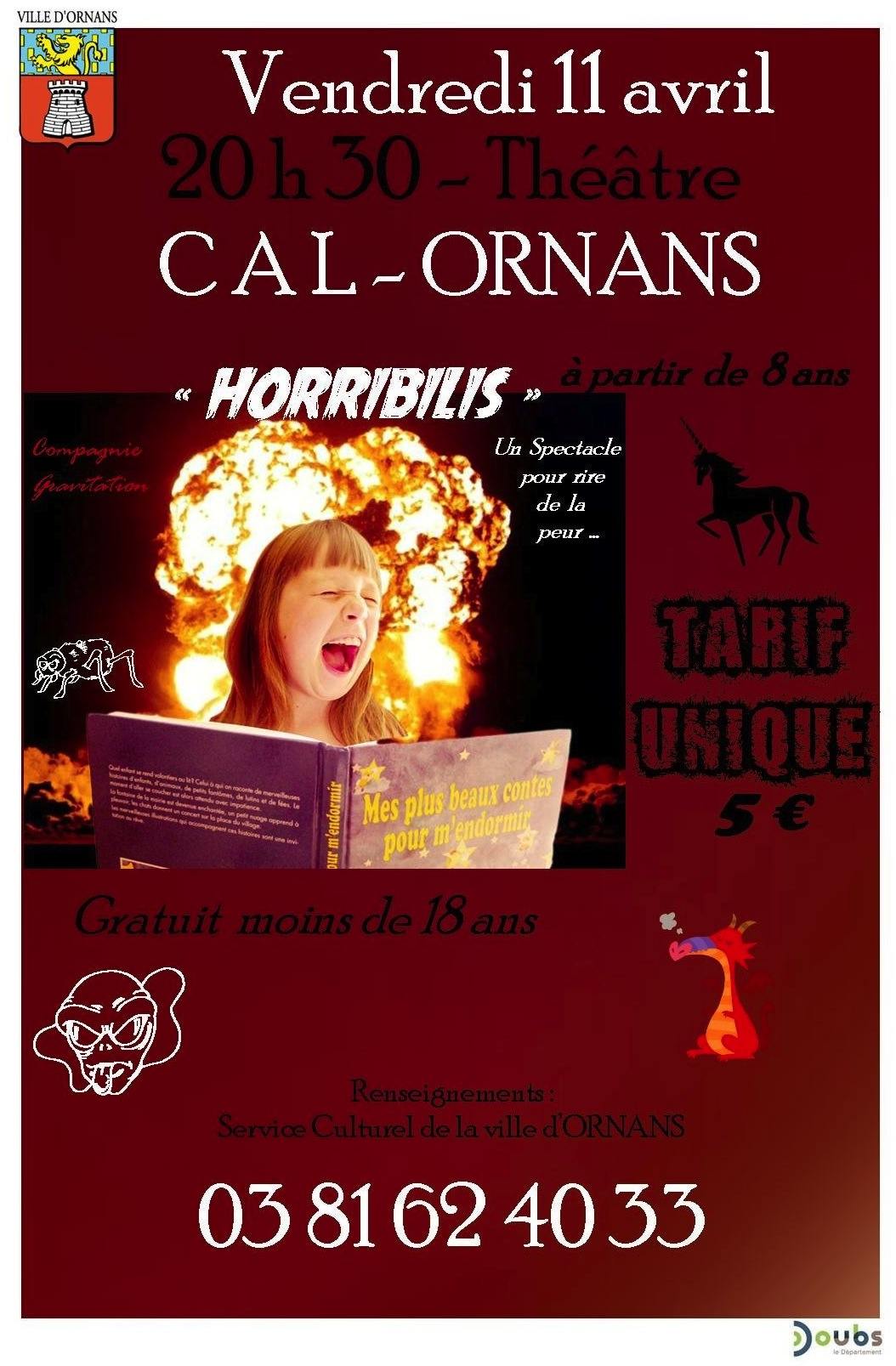 Spectacle de Théâtre « HORRIBILIS » vendredi 11 avril à Ornans