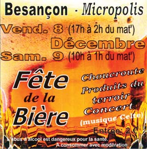 Une fête de la bière à Besançon les 8 et samedi 9 décembre