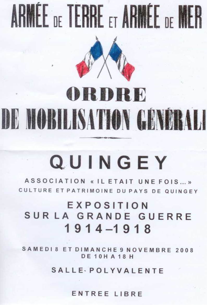 Exposition sur la grande guerre à Quingey les 8 et 9 novembre