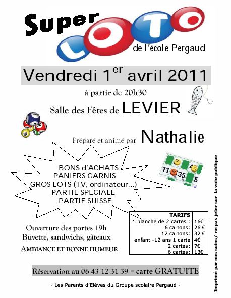 Super Loto le 1er avril 2011 à Levier
