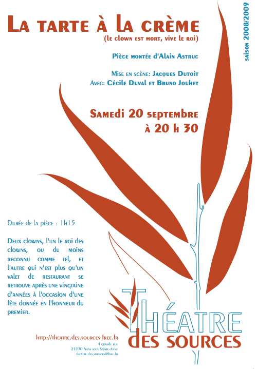 « La tarte à la crème » au Théâtre des Sources le 20 septembre