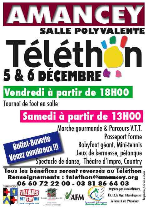 Téléthon à Amancey les 5 et 6 décembre 2008
